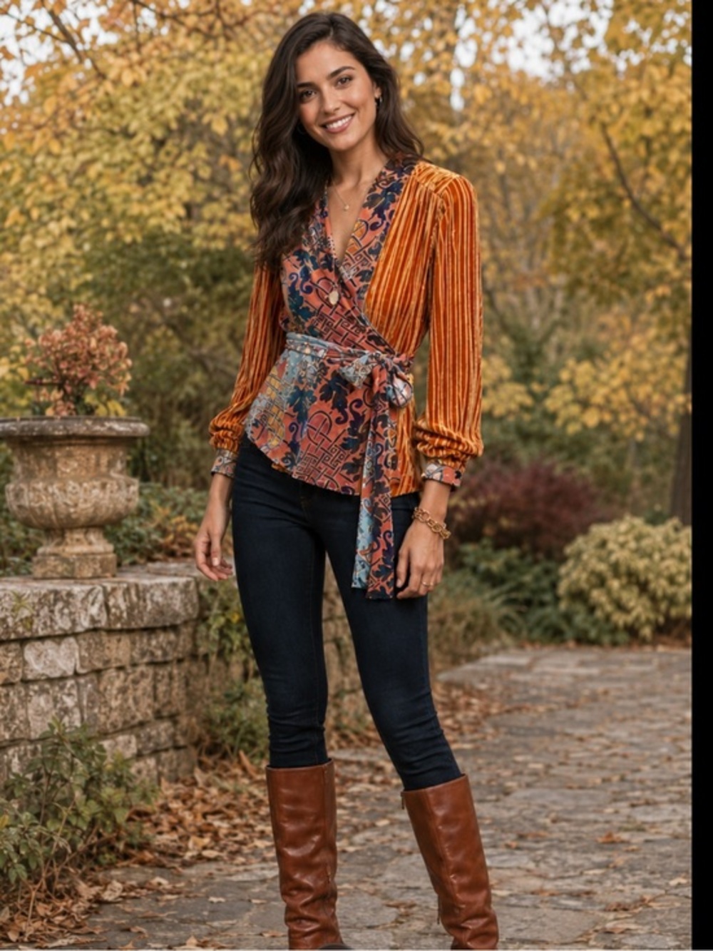 NWT Anthropologie Crushed Velvet Long Sleeve Wrap blouse top